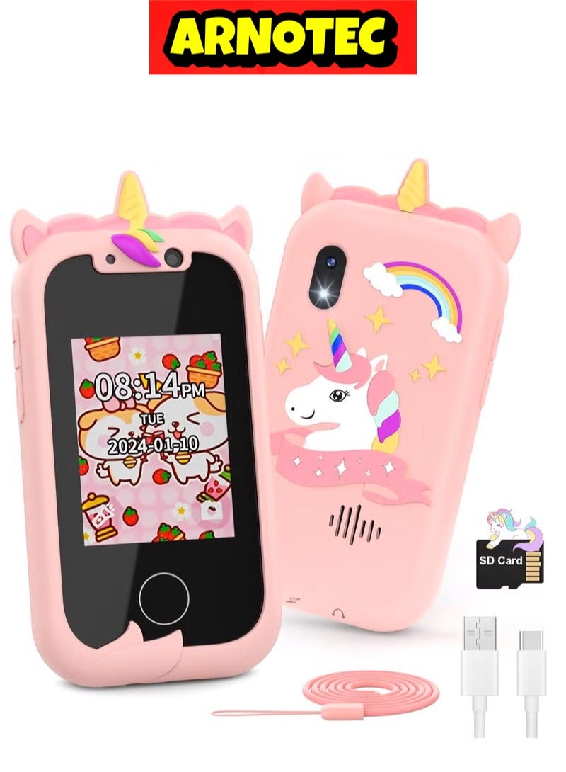 ARNOTEC Kids Smart Phone Toys for Girls Ages 3-8 Toddler Play Travel Toys with Dual Camera Educational Learning Games Puzzles MP3 Music Player Birthday Gifts for Kids Girls 3 4 5 6 7 8 Year Old - Image 2