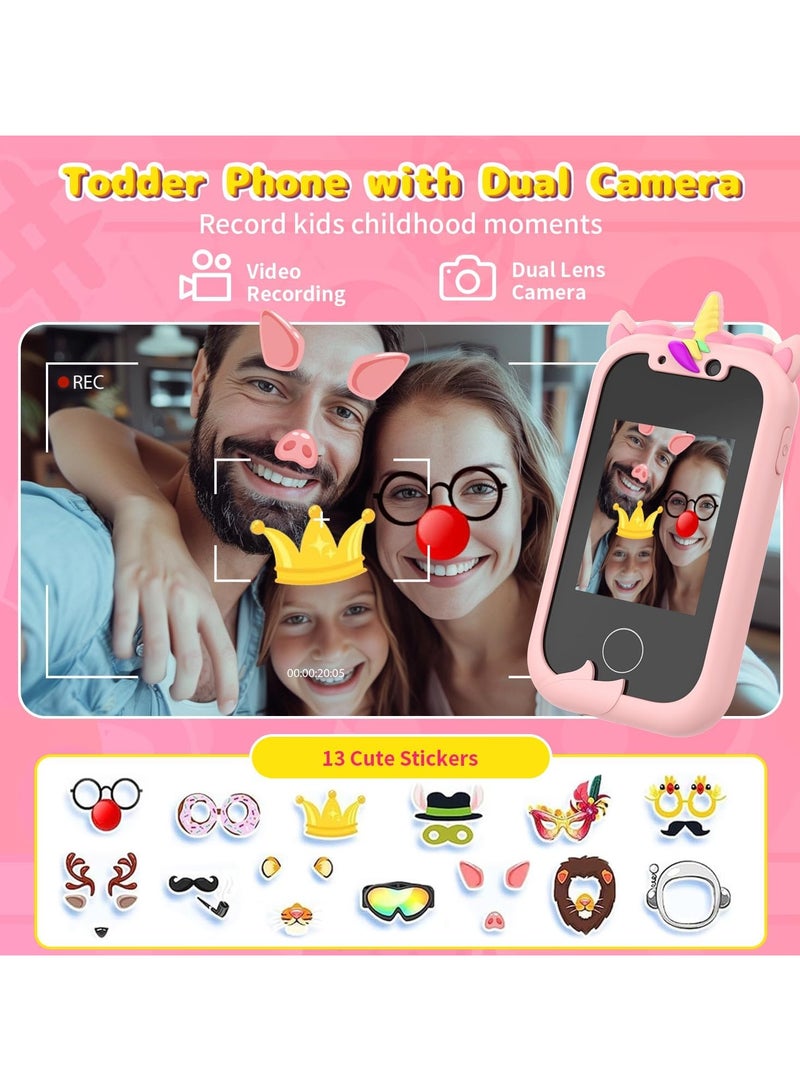 ARNOTEC Kids Smart Phone Toys for Girls Ages 3-8 Toddler Play Travel Toys with Dual Camera Educational Learning Games Puzzles MP3 Music Player Birthday Gifts for Kids Girls 3 4 5 6 7 8 Year Old - Image 3
