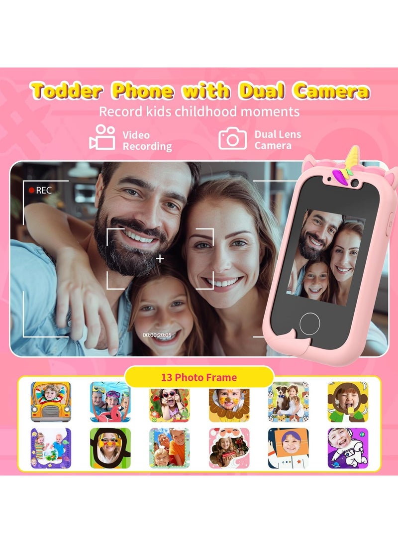 ARNOTEC Kids Smart Phone Toys for Girls Ages 3-8 Toddler Play Travel Toys with Dual Camera Educational Learning Games Puzzles MP3 Music Player Birthday Gifts for Kids Girls 3 4 5 6 7 8 Year Old - Image 4