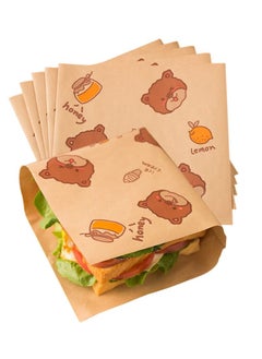 sokany 150 PCS Paper Sandwich Bags, Lunch Bags, Kraft Paper Bags, Recyclable Kitchens Paper, 18cm*18cm Flat Kraft Wrap Sheet,Burger Wrappers for Snacks Cookie Bread (Brown)  - Image 1