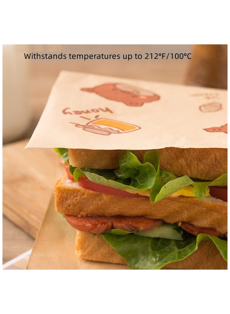 sokany 150 PCS Paper Sandwich Bags, Lunch Bags, Kraft Paper Bags, Recyclable Kitchens Paper, 18cm*18cm Flat Kraft Wrap Sheet,Burger Wrappers for Snacks Cookie Bread (Brown)  - Image 5