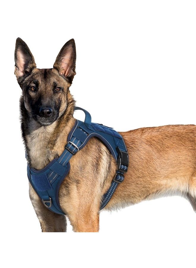 Rabbitgoo Tactical Dog Harness No Pull, Military Dog Vest Harness with Handle & Molle, Easy Control Service Dog Harness for Large Dogs Training Walking, Adjustable Reflective Pet Harness, Blue, XL - Image 1