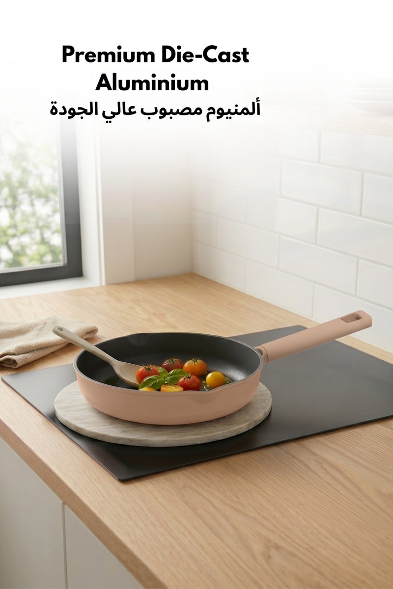 كاروت مقلاة تشويح كاروت 4.7 لتر غير لاصقة مع فتحة صب وغطاء مصفاة، خالية من PFAS وPFOA، معززة بالتيتانيوم ومقبض مقاوم للحرارة، متوافقة مع جميع المواقد وآمنة لغسالة الصحون (رمادي داكن) - Image 5