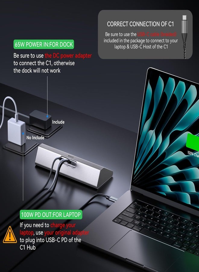 Gitfos Powered USB Hub,13 in 1 USB 3.2 Hub, USB C Hub with PD 100W, USB C 45W Charging,10Gbps Data, 7 USB A 3.0 Ports, 65W Power Adapter and 3.3FT Cable, Aluminum USB Hub for PC,Laptop,MacBook,iPad - Image 4
