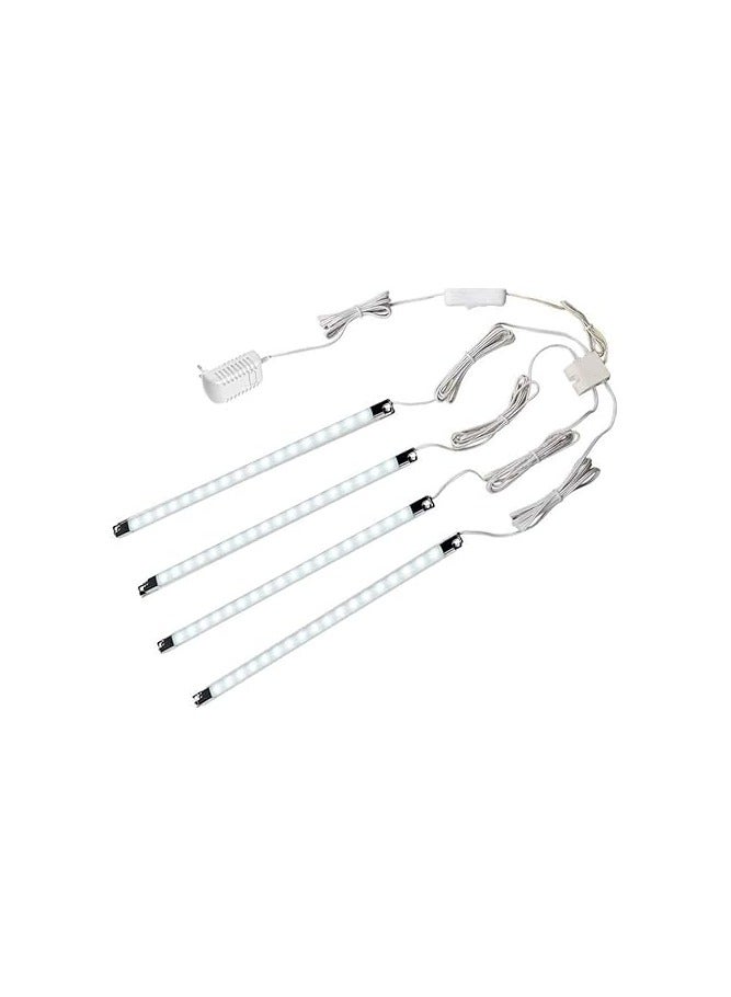 LED Light Strip Bars Kit - 4X 30cm Display Lighting for Detolf Case/Under Cabinet Shelf - Energy Saving - Low Profile Under Cupboard Strip Lighting (Cool White, 6000K) - UK Plug - Image 1
