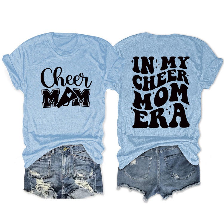 Round Neck Double-Sided Printed T-Shirt In My Cheer Mom Era Casual Plus Size Comfortable New Short Sleeve - Image 1