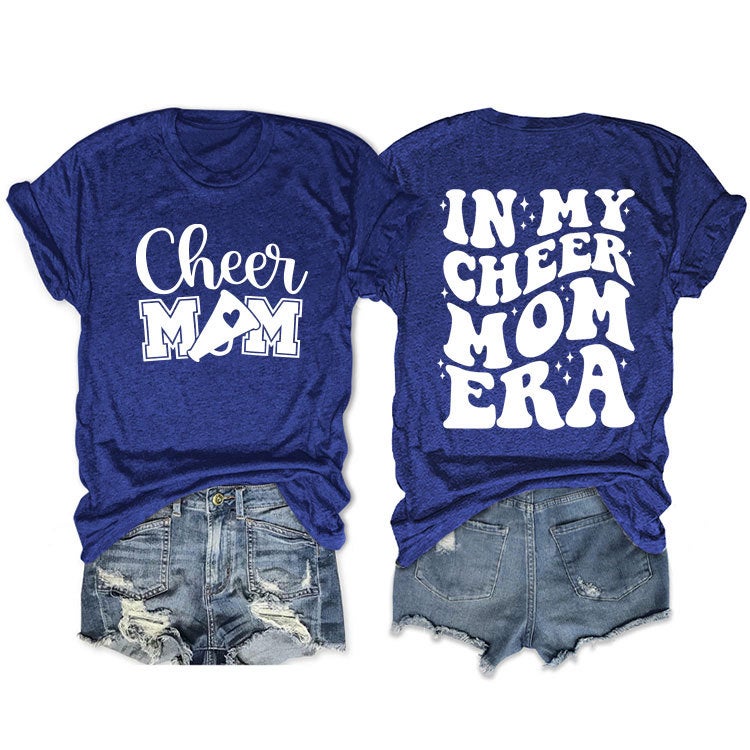 Round Neck Double-Sided Printed T-Shirt In My Cheer Mom Era Casual Plus Size Comfortable New Short Sleeve - Image 4