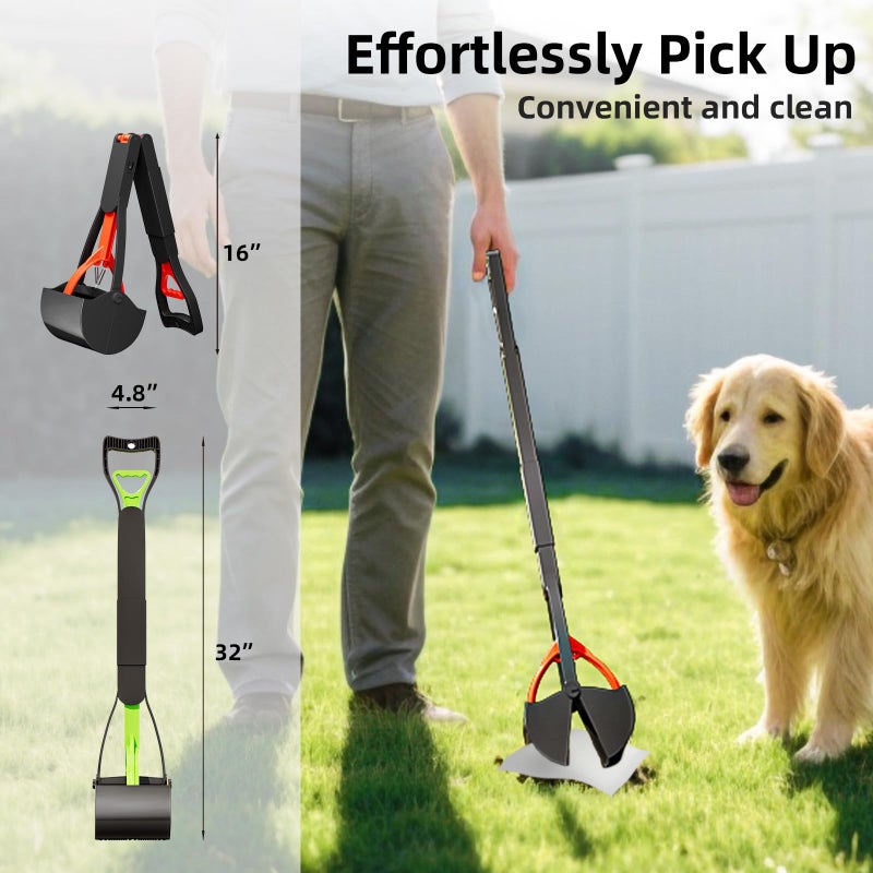 Sunbaba 2 Pack 32 Inch Foldable Dog Pooper Scooper,Dog Poop Pick Up Tool for Large&Small Dogs,Sturdy & Light Weight,Easy to Carry and Clean - Image 3