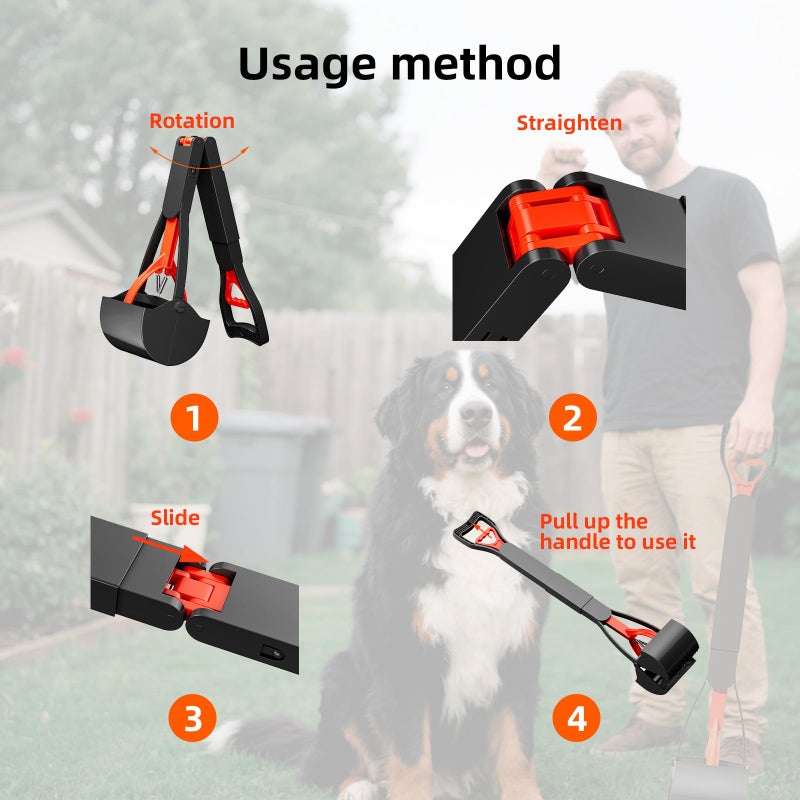 Sunbaba 2 Pack 32 Inch Foldable Dog Pooper Scooper,Dog Poop Pick Up Tool for Large&Small Dogs,Sturdy & Light Weight,Easy to Carry and Clean - Image 5