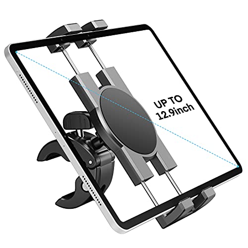 KDD Spin Bike Tablet Holder Mount, Phone iPad Holder Stand Exercise Bike Handlebar Mount for Stationary Bicycle, Treadmill, Microphone Stand, Fit for iPad Pro 12.9, Galaxy Tabs, iPhone(4.7-13”) - Image 1