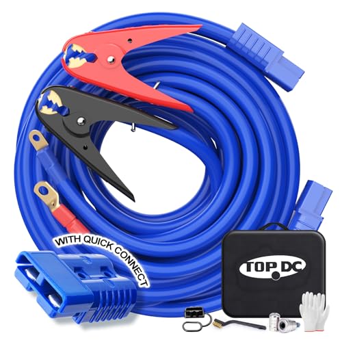 TOPDC Jumper Cables1 Gauge 25 Feet 800A Booster Cables with ULListed Clamps Heavy Duty Automotive Quick Connect Booster Cables for Car SUV and Trucks with Carry Bag