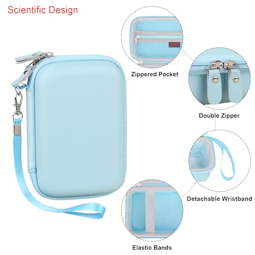 Elonbo Carrying Case for KODAK Mini 2 Retro 4PASS Portable Photo Printer, Mini Color Instant Print Digital Camera Hard Travel Bag, Picture Printer Storage Holder, Pocket Fits Film Cartridge, Blue - Image 4