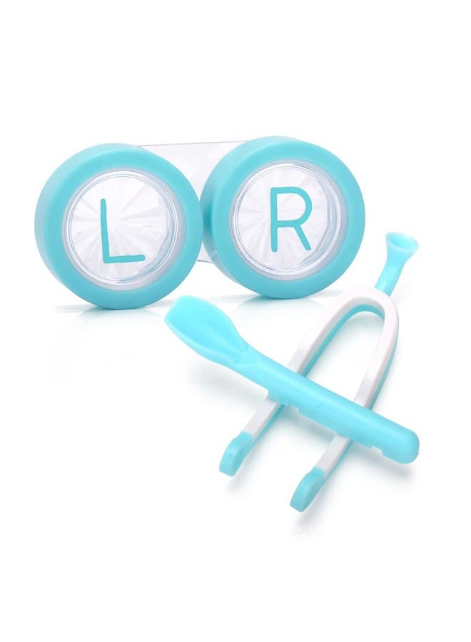 ofone Contact Lens Remover Tool, Contact Lens Applicator with Lenses Case Tweezers Soft Silicone Scoop Portable Contacts Storage Container Kit for Soft Lenses (Blue) - Image 1