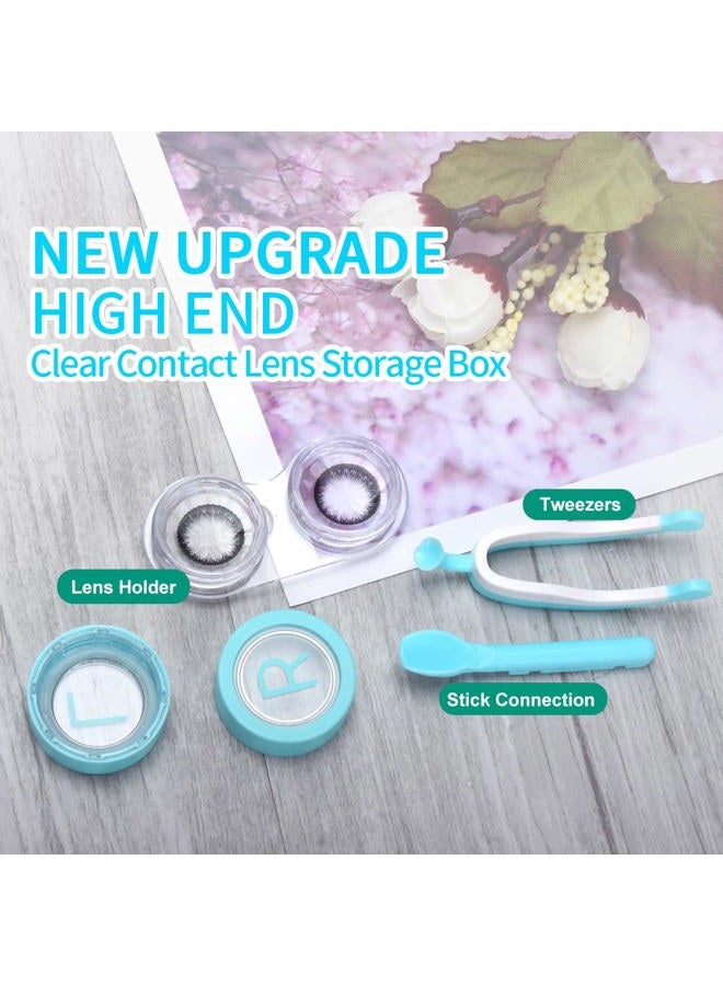 ofone Contact Lens Remover Tool, Contact Lens Applicator with Lenses Case Tweezers Soft Silicone Scoop Portable Contacts Storage Container Kit for Soft Lenses (Blue) - Image 2