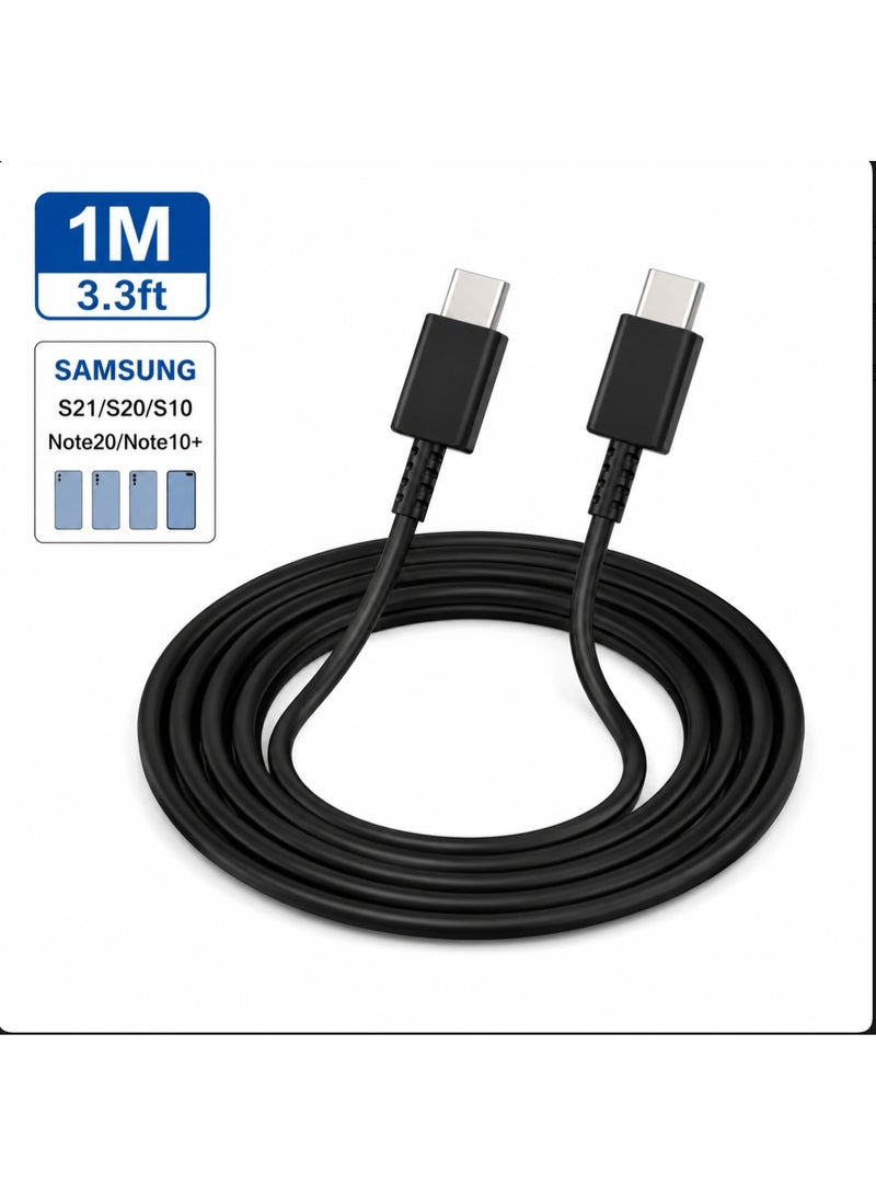1M Type-C to Type-C PD Fast Charging Cable (3.3ft), Soft TPE USB-C Data Sync Cord for Samsung Galaxy S21/S20/Note 20 - Image 1