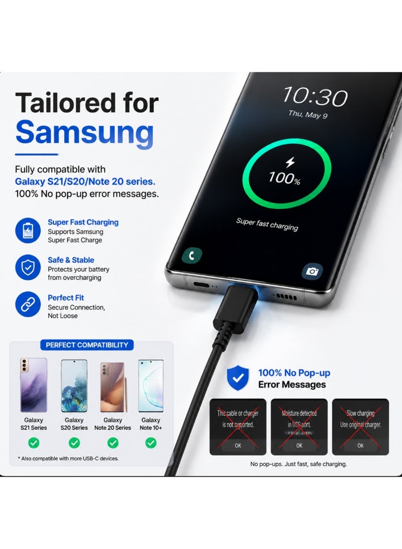 1M Type-C to Type-C PD Fast Charging Cable (3.3ft), Soft TPE USB-C Data Sync Cord for Samsung Galaxy S21/S20/Note 20 - Image 5