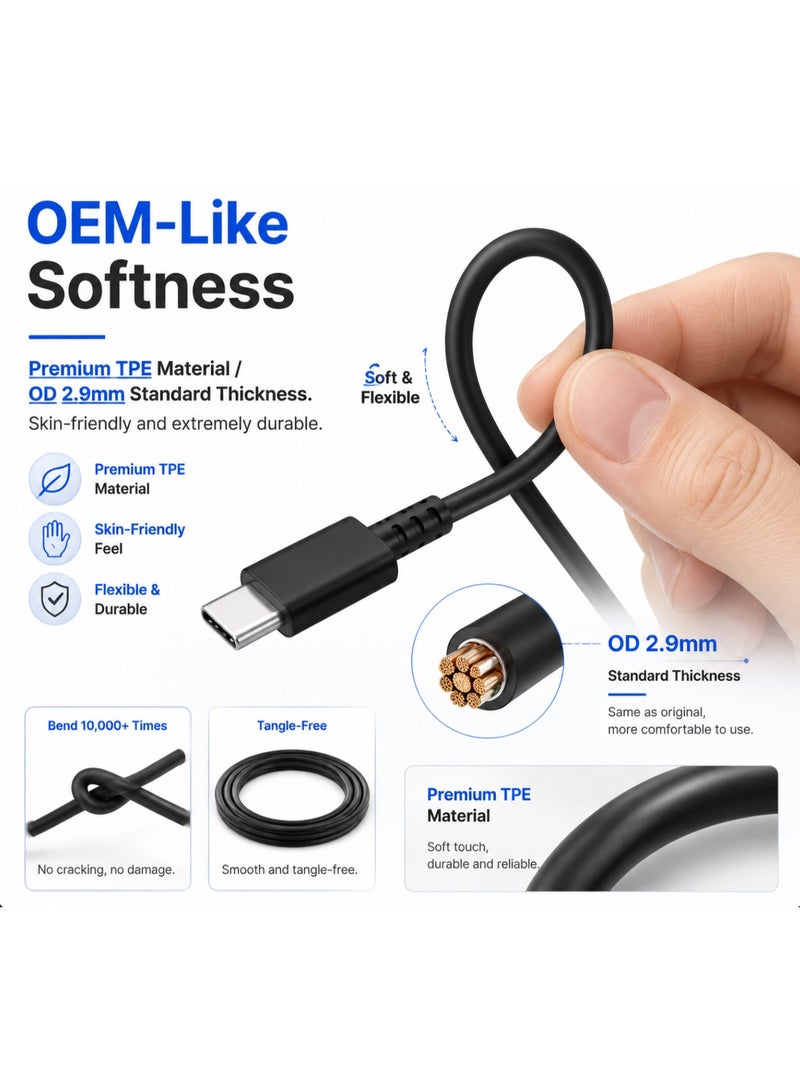 1M Type-C to Type-C PD Fast Charging Cable (3.3ft), Soft TPE USB-C Data Sync Cord for Samsung Galaxy S21/S20/Note 20 - Image 3