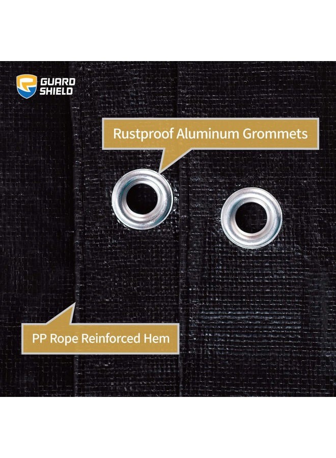 GUARD SHIELD Tarps Heavy Duty Waterproof 10x20 Feet Black Poly Tarp Cover Outdoor Thick UV Resistant Tarpaulin with Grommets 10mil - Image 4
