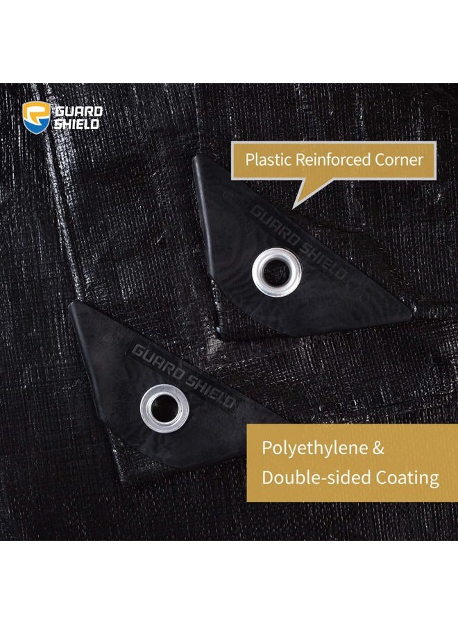 GUARD SHIELD Tarps Heavy Duty Waterproof 10x20 Feet Black Poly Tarp Cover Outdoor Thick UV Resistant Tarpaulin with Grommets 10mil - Image 2