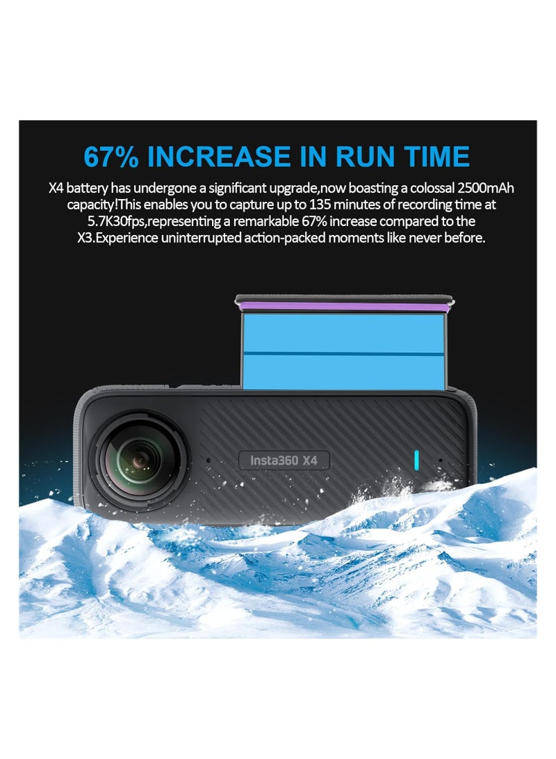 Insta360 X4 Battery Replacement Kit - 2 Packs of 2500mAh Batteries with Triple Fast Charger Hub, Compatible with Insta360 X4 Camera for Quick Charging Solutions. - Image 4