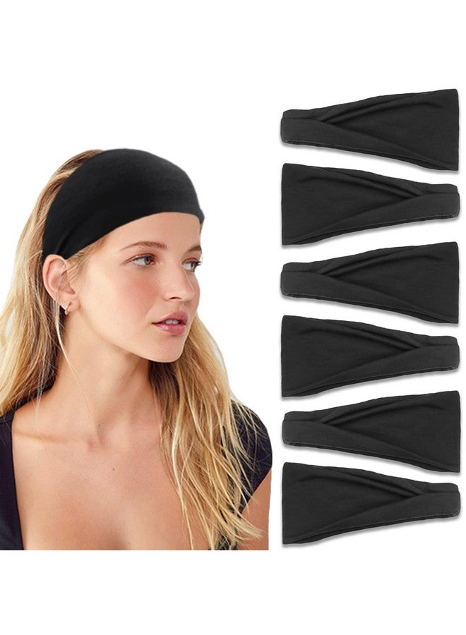 IVARYSS Headbands For Women Nonslip Premium Stretchy Head Bands Hair Accessorieswear For Yoga Fashion Working Out Travel Or Running 6 Pack Black - Image 1