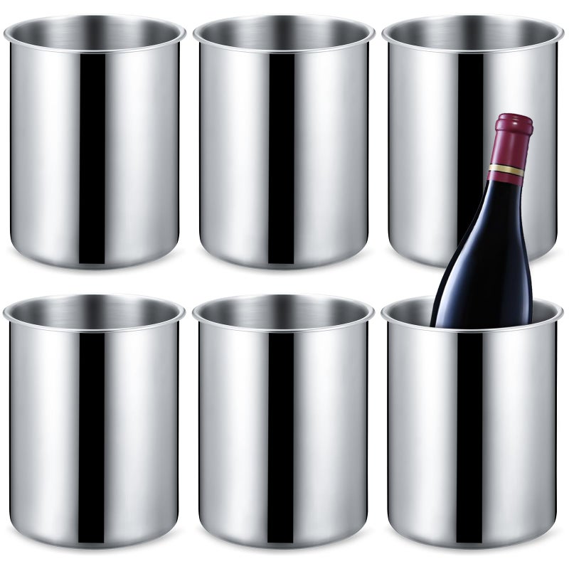 Domensi 6 Pcs Wine Chiller Bucket 750 ML Champagne Bucket Stainless Steel Wine Chillers for Bottles Keeps Cold for Hours Wine Bottle Cooler Insulated Champagne Beer Ice Bucket - Image 1