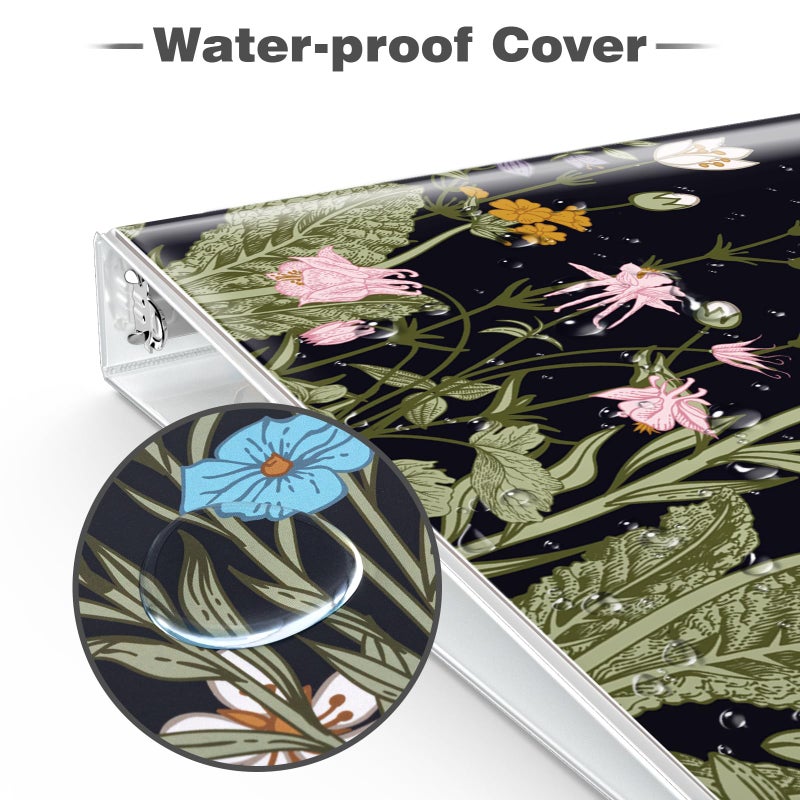 Eyrozill 3 Ring Binder 1 Inch Cute Design, Decorative Recipe Binders, Client Records with Clear Interior Pockets for Letter-Size(11" x 8.5") Paper, PVC Cover (Tussock) - Image 4