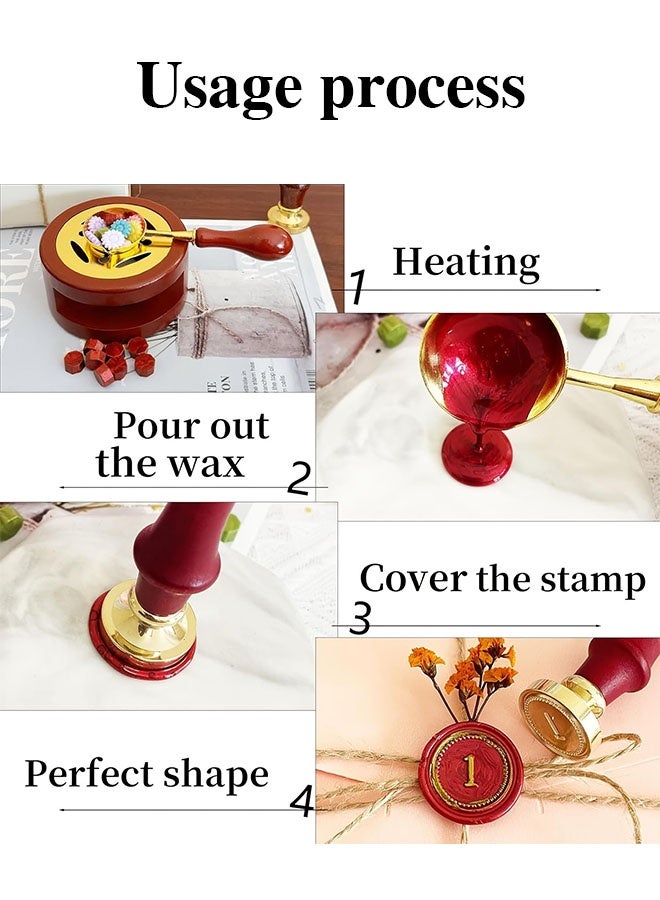 Organizer Sealing Wax Beads Kit, 1pcs Wooden Wax Seal Warmer, 1pcs Melted Spoon and 10pcs Tea Candles for Wax Sealing Stamp Kit - Image 4