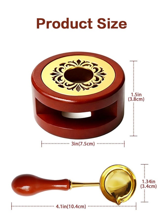 Organizer Sealing Wax Beads Kit, 1pcs Wooden Wax Seal Warmer, 1pcs Melted Spoon and 10pcs Tea Candles for Wax Sealing Stamp Kit - Image 3