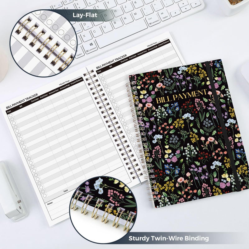 Skydue Bill Tracker Notebook, Monthly Bill Payment Checklist, 6" x 8.5", Bill Organizer with Back Pocket for Personal Budgeting Financial, 128 Pages - Image 5