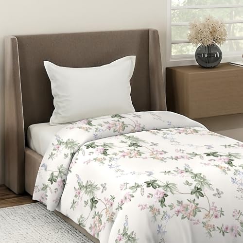 MORADO® Glace Cotton Single Bed Quilt Cover/Duvet Cover/Rajai Cover/Blanket Cover with Zipper (60x90 Inches, Grey Peach Flower) - Image 3