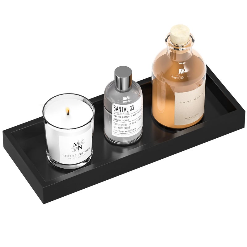 ZHWS Bathroom Tray Countertop for Toiletries Black Vanity Tray for Makeup Perfume Decor Candle Bamboo Kitchen Tray for Soap Dispenser Salt Pepper Brush Holder 113 L x 44 W x 11 H
