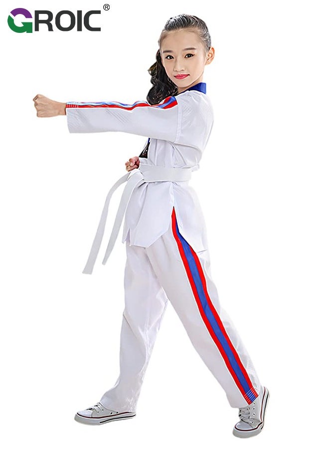 GROIC - Taekwondo Suit, Karate Uniform Brazilian BJJ Gi Jiu Jitsu Gi for Kids, Gi Uniform Durable Pant & Jacket, Sports Training Clothes Parts, Lightweight Student Karate Gi Martial Arts Uniform with Belt - Image 1