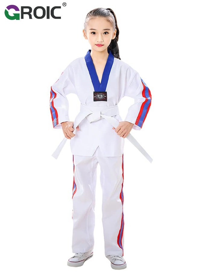 GROIC - Taekwondo Suit, Karate Uniform Brazilian BJJ Gi Jiu Jitsu Gi for Kids, Gi Uniform Durable Pant & Jacket, Sports Training Clothes Parts, Lightweight Student Karate Gi Martial Arts Uniform with Belt - Image 1