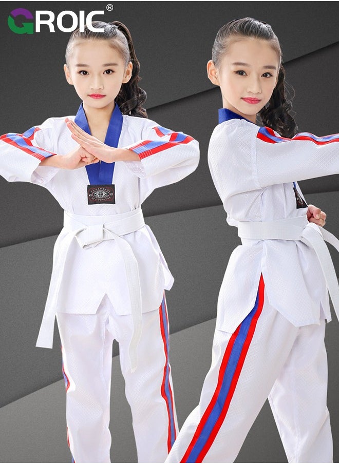 GROIC - Taekwondo Suit, Karate Uniform Brazilian BJJ Gi Jiu Jitsu Gi for Kids, Gi Uniform Durable Pant & Jacket, Sports Training Clothes Parts, Lightweight Student Karate Gi Martial Arts Uniform with Belt - Image 1