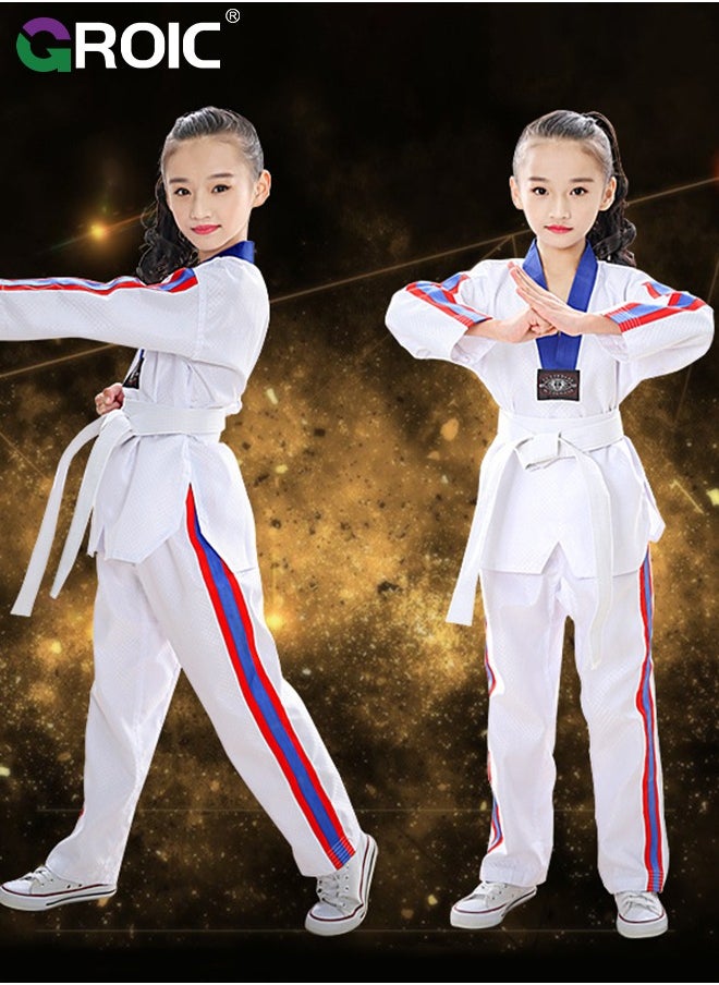 GROIC - Taekwondo Suit, Karate Uniform Brazilian BJJ Gi Jiu Jitsu Gi for Kids, Gi Uniform Durable Pant & Jacket, Sports Training Clothes Parts, Lightweight Student Karate Gi Martial Arts Uniform with Belt - Image 1