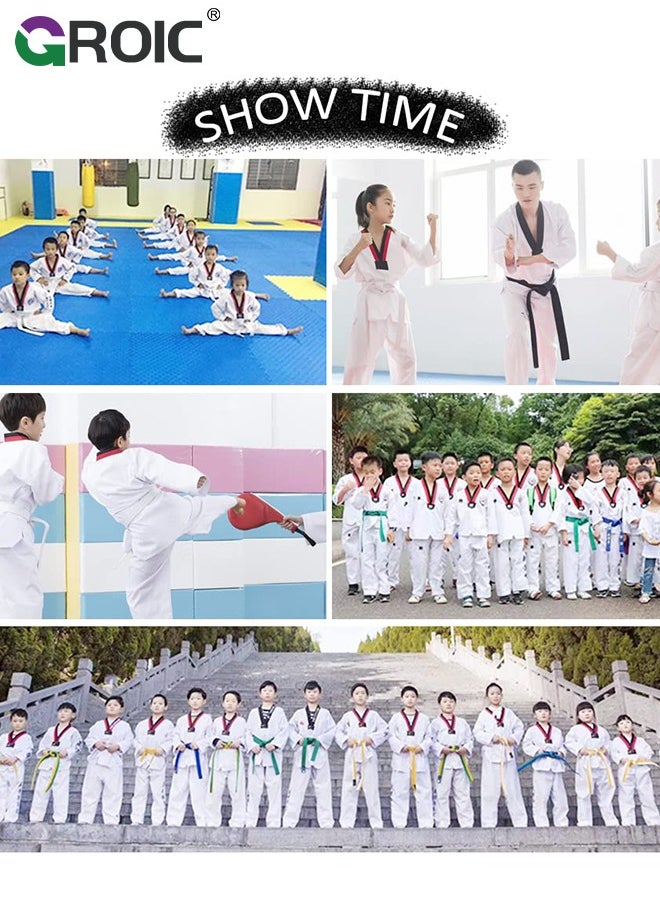 GROIC - Taekwondo Suit, Karate Uniform Brazilian BJJ Gi Jiu Jitsu Gi for Kids, Gi Uniform Durable Pant & Jacket, Sports Training Clothes Parts, Lightweight Student Karate Gi Martial Arts Uniform with Belt - Image 1
