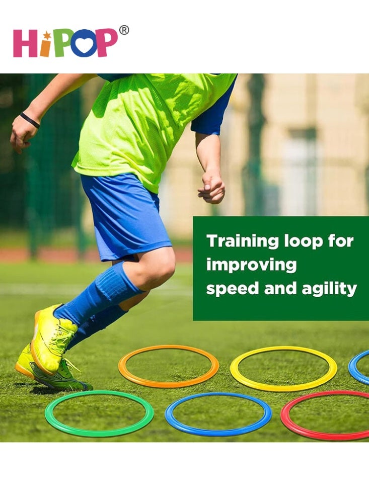 HIPOP 2 Sets Hopscotch Rings, 20 Plastic Square & Round Hoops with 30 Connectors,  Indoor Outdoor Ring Game Toys Obstacle Course Agility Balance Training Rings (15 Inch) - Image 5