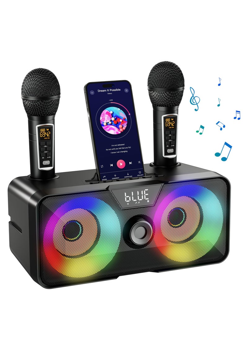 Portable Bluetooth Speaker with 2 UHF Wireless Microphones for Karaoke - Image 1