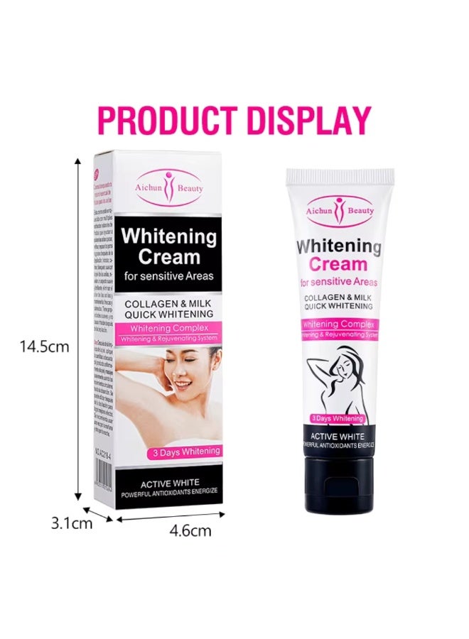Aichun beauty 50ml Whitening Cream For Sensitive Areas Collagen and Milk Complex for Sensitive Skin Brightening Quick Whitening Cream Moisturizing Skin Brightening Cream Body and Face Cream - Image 4