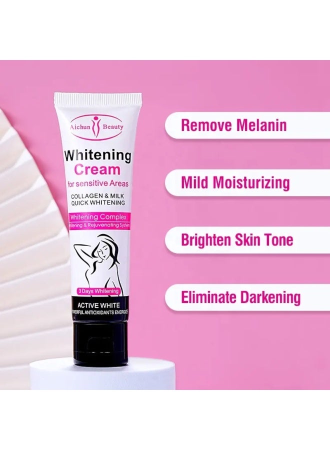 Aichun beauty 50ml Whitening Cream For Sensitive Areas Collagen and Milk Complex for Sensitive Skin Brightening Quick Whitening Cream Moisturizing Skin Brightening Cream Body and Face Cream - Image 2