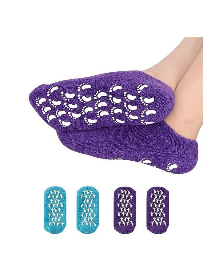 Magic Spa Moisturizing Gel Socks For Dry Feet And Ankles - Helps Repair Cracked Skincare Gel Therapy And Softens Feet (1 Pair)- Purple - Image 1