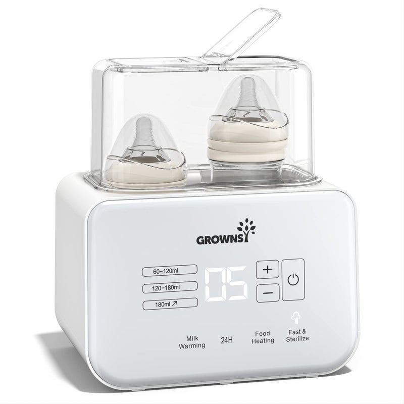 GROWNSY Baby Bottle Warmer, Grownsy 8-in-1 Fast Milk Warmer with Timer Breastmilk or Formula, Fits 2 Bottles, Accurate Temperature Control, with Defrost, Sterili-zing, Keep, Heat Baby Food Jars Function  - Image 1