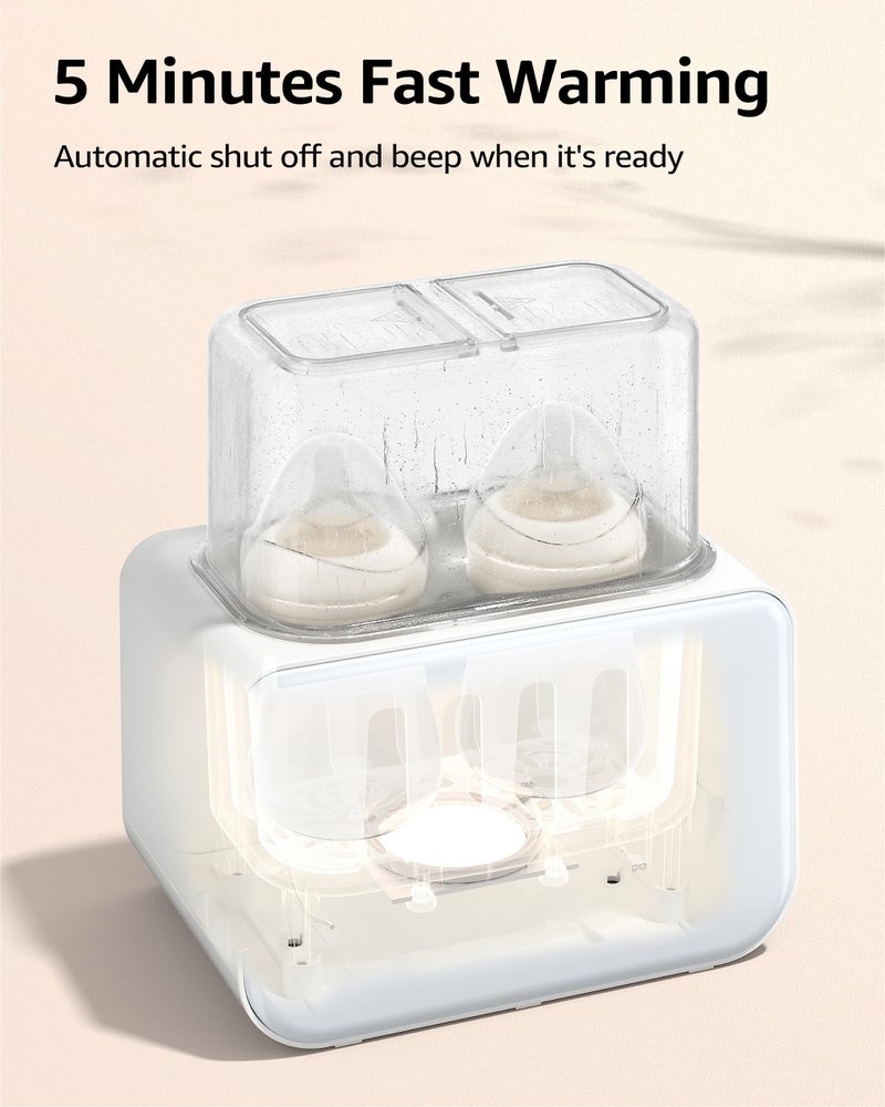 GROWNSY Baby Bottle Warmer, Grownsy 8-in-1 Fast Milk Warmer with Timer Breastmilk or Formula, Fits 2 Bottles, Accurate Temperature Control, with Defrost, Sterili-zing, Keep, Heat Baby Food Jars Function  - Image 3