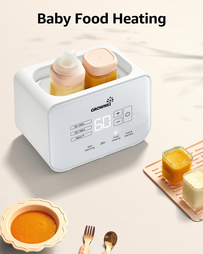 GROWNSY Baby Bottle Warmer, Grownsy 8-in-1 Fast Milk Warmer with Timer Breastmilk or Formula, Fits 2 Bottles, Accurate Temperature Control, with Defrost, Sterili-zing, Keep, Heat Baby Food Jars Function  - Image 5