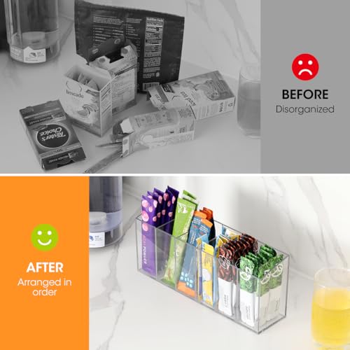 AIEVE Drink Packet Organizer, Water Drink Packet Holder with Removable Divider, Water Flavor Packet Organization Container for Kitchen Organizers and Storage (6 Compartments) - Image 3