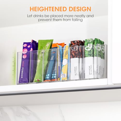 AIEVE Drink Packet Organizer, Water Drink Packet Holder with Removable Divider, Water Flavor Packet Organization Container for Kitchen Organizers and Storage (6 Compartments) - Image 4