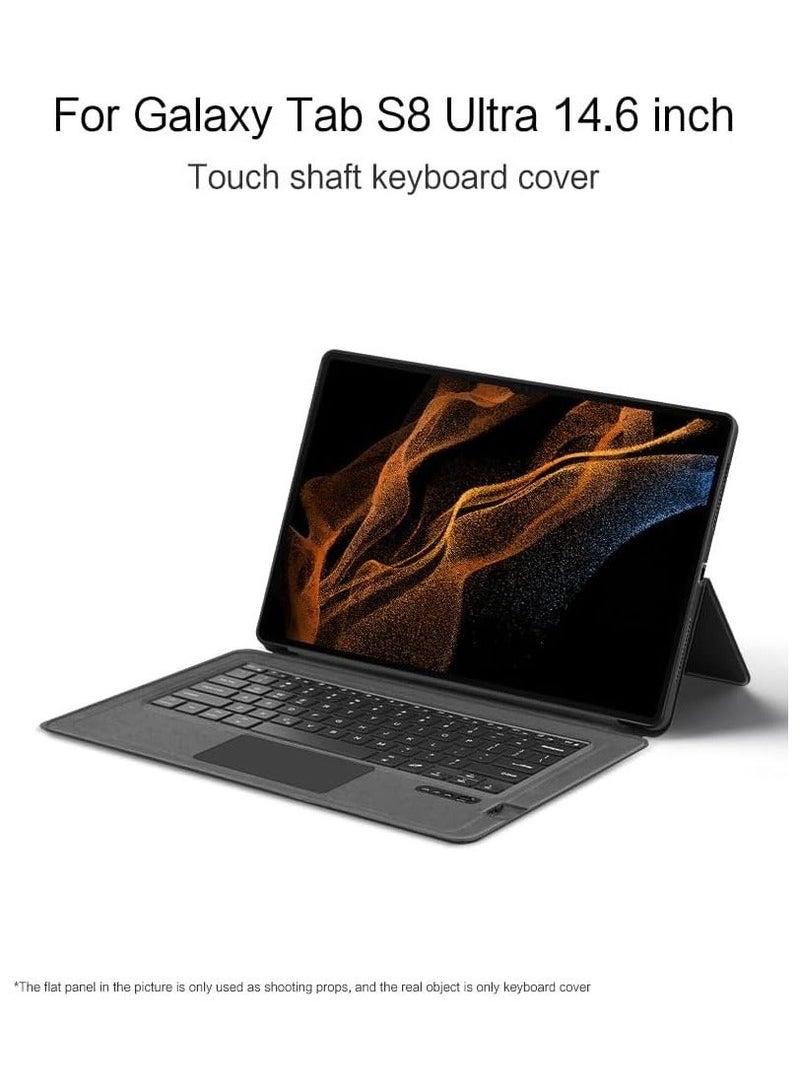 Keyboard Compatible with Samsung Galaxy Tab S8 Ultra 14.6 inch 2022 Touch Shaft Bluetooth Leather Case for Tablet - Image 2