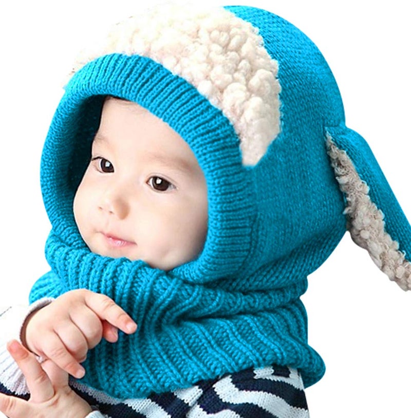 Bienvenu Baby Girls Boys Winter Hat Scarf Earflap Hood Scarves Skull Caps Blue One Size - Image 2