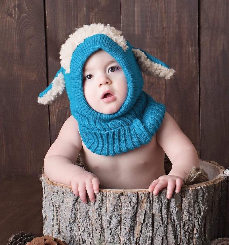 Bienvenu Baby Girls Boys Winter Hat Scarf Earflap Hood Scarves Skull Caps Blue One Size - Image 5